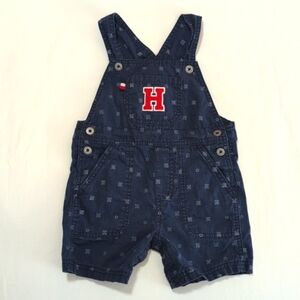 tommy hilfiger navy monogrammed cotton twill shortalls shorts overalls 24 months